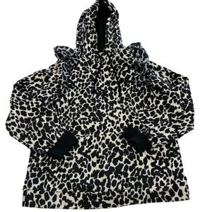 Sandy Liang Hoodie Women XS Black White Leopard Ruffle Y2K
